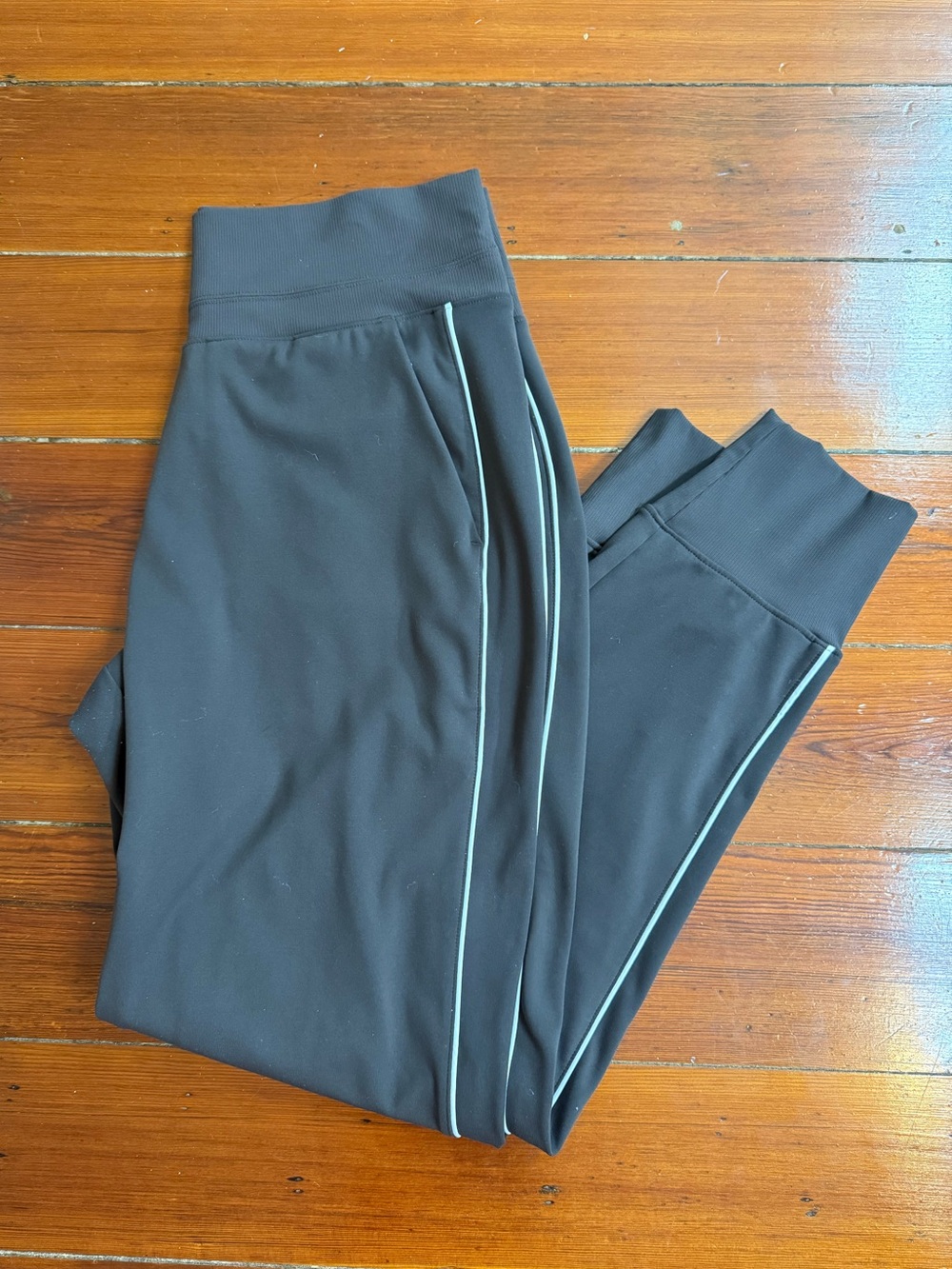 Athleta Venice High Rise Track Stripe Joggers Chocolate Brown Athleisure Sz L ๐๐ - Picture 9 of 9